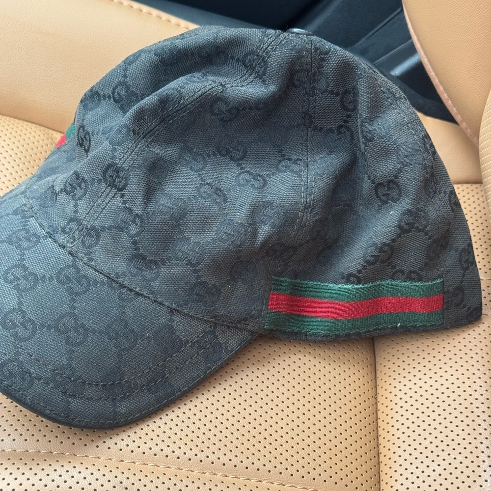 Stylish Black Cap with Green and Red Accents